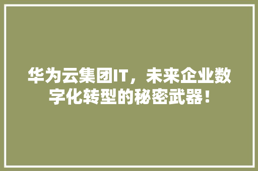 华为云集团IT，未来企业数字化转型的秘密武器！