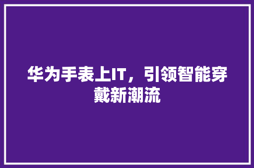 华为手表上IT，引领智能穿戴新潮流 百度算法