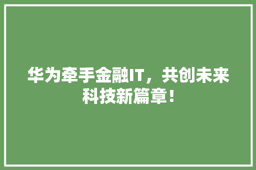 华为牵手金融IT，共创未来科技新篇章！