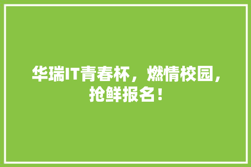 华瑞IT青春杯，燃情校园，抢鲜报名！