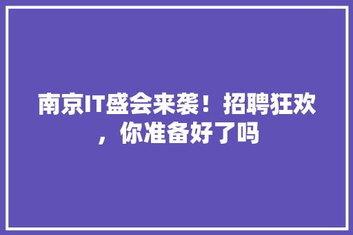 南京IT盛会来袭！招聘狂欢，你准备好了吗 网站优化