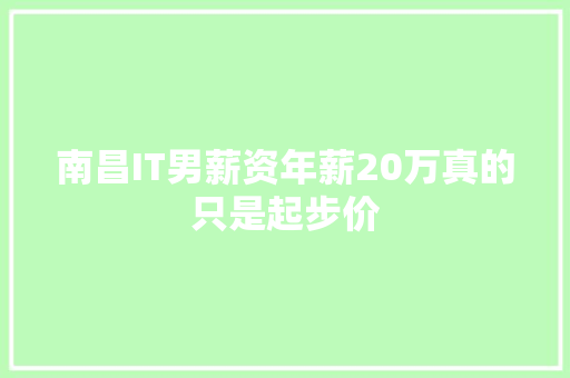 南昌IT男薪资年薪20万真的只是起步价
