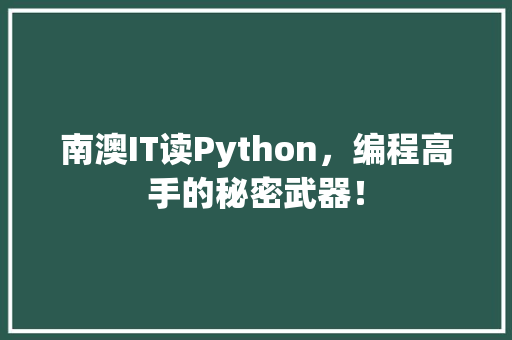 南澳IT读Python，编程高手的秘密武器！