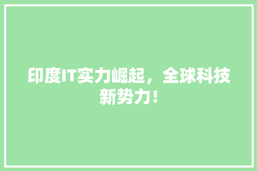 印度IT实力崛起，全球科技新势力！
