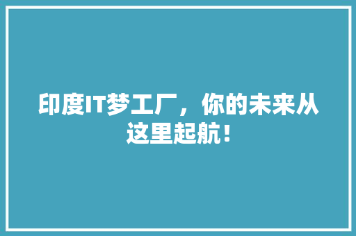 印度IT梦工厂，你的未来从这里起航！