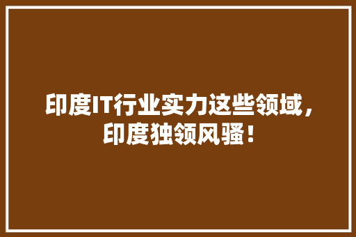 印度IT行业实力这些领域，印度独领风骚！