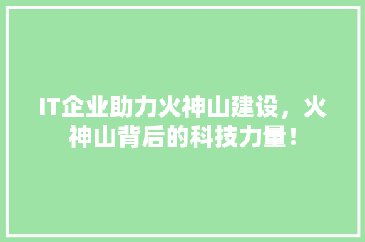 IT企业助力火神山建设，火神山背后的科技力量！