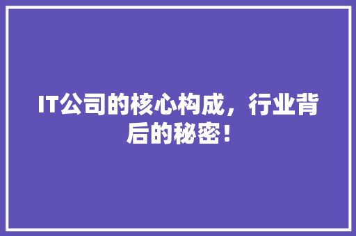 IT公司的核心构成，行业背后的秘密！