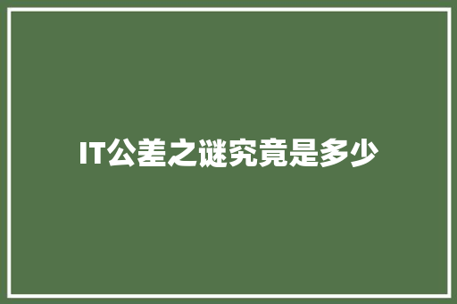 IT公差之谜究竟是多少 seo技术