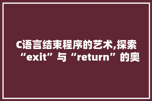 C语言结束程序的艺术,探索“exit”与“return”的奥秘 网站开发