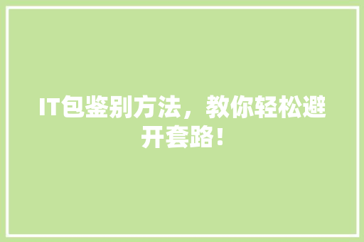 IT包鉴别方法，教你轻松避开套路！ 360搜优化