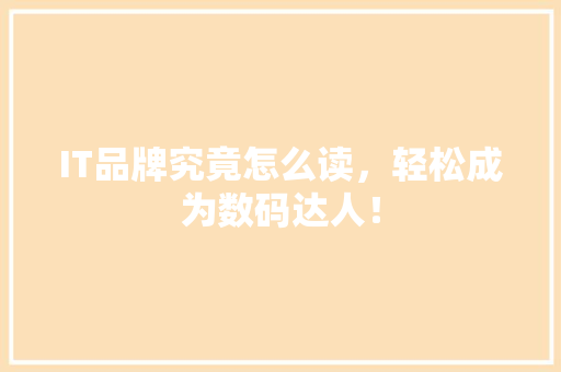 IT品牌究竟怎么读，轻松成为数码达人！
