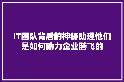 IT团队背后的神秘助理他们是如何助力企业腾飞的
