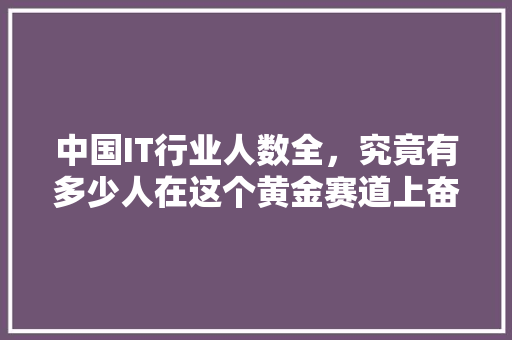 中国IT行业人数全，究竟有多少人在这个黄金赛道上奋斗