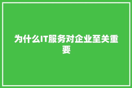 为什么IT服务对企业至关重要