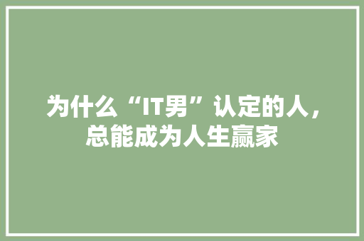 为什么“IT男”认定的人，总能成为人生赢家 百度算法