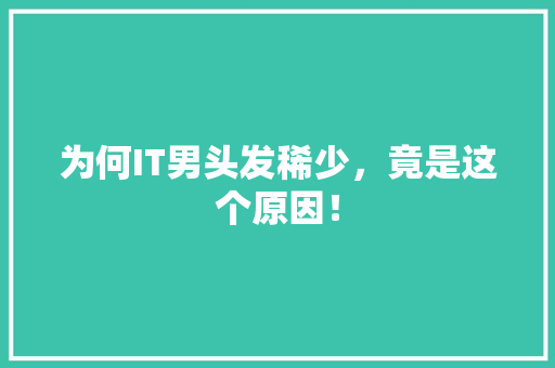 为何IT男头发稀少，竟是这个原因！ 网站开发