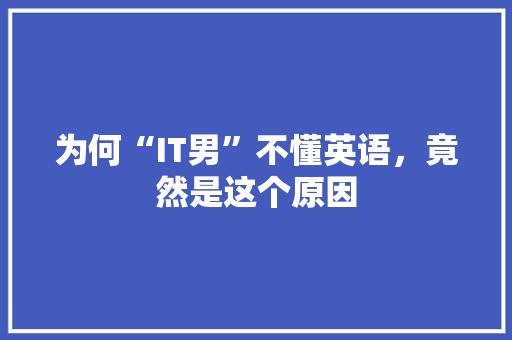 为何“IT男”不懂英语，竟然是这个原因