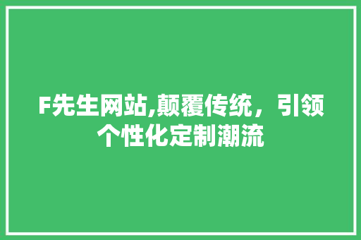 F先生网站,颠覆传统，引领个性化定制潮流