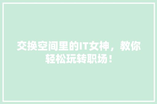 交换空间里的IT女神，教你轻松玩转职场！