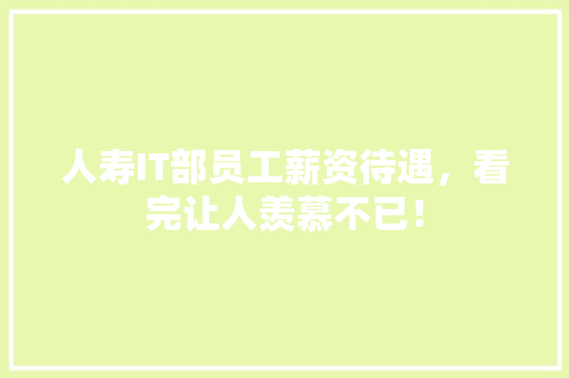 人寿IT部员工薪资待遇，看完让人羡慕不已！