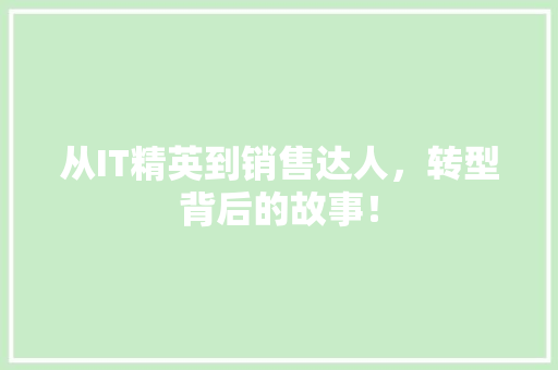 从IT精英到销售达人，转型背后的故事！ 百度算法