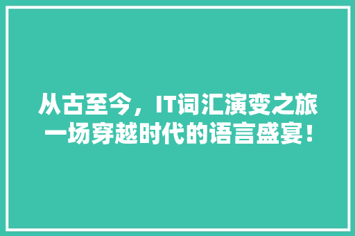 从古至今，IT词汇演变之旅一场穿越时代的语言盛宴！