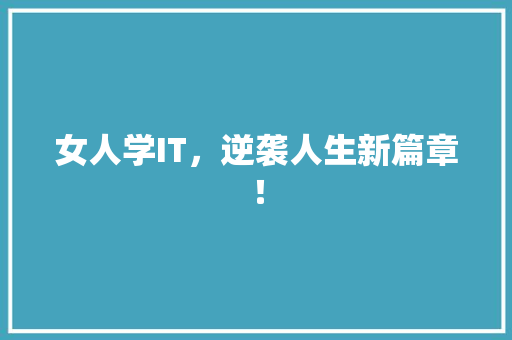 女人学IT，逆袭人生新篇章！