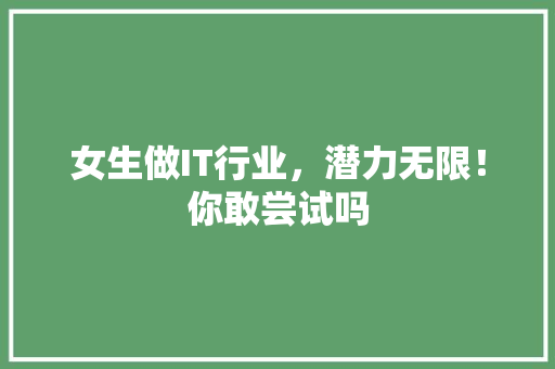 女生做IT行业，潜力无限！你敢尝试吗 网站优化