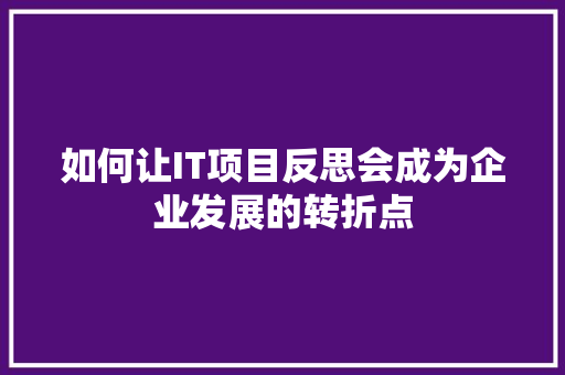 如何让IT项目反思会成为企业发展的转折点 网站优化