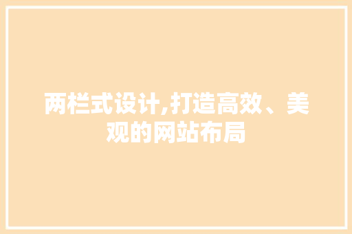 两栏式设计,打造高效、美观的网站布局