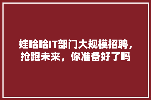 娃哈哈IT部门大规模招聘，抢跑未来，你准备好了吗