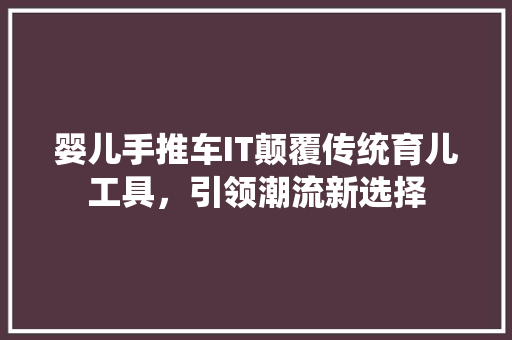 婴儿手推车IT颠覆传统育儿工具，引领潮流新选择