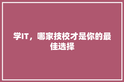 学IT，哪家技校才是你的最佳选择