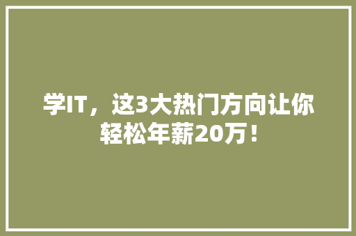 学IT，这3大热门方向让你轻松年薪20万！