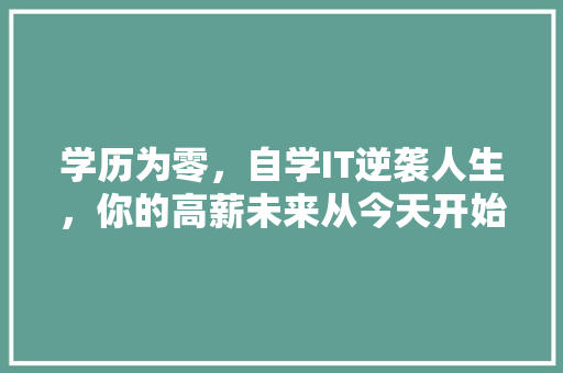 学历为零，自学IT逆袭人生，你的高薪未来从今天开始！ 搜狗优化