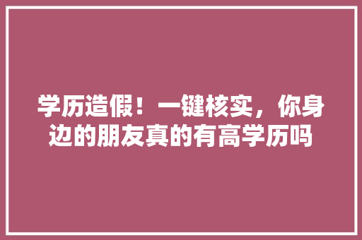 学历造假！一键核实，你身边的朋友真的有高学历吗