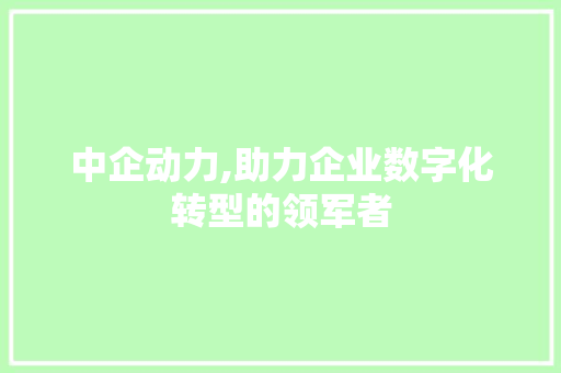 中企动力,助力企业数字化转型的领军者 中企动力,助力企业数字化转型的领军者 AI技术学习