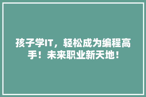 孩子学IT，轻松成为编程高手！未来职业新天地！ 网站开发