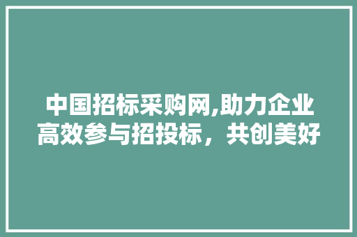 中国招标采购网,助力企业高效参与招投标，共创美好未来 中国招标采购网,助力企业高效参与招投标，共创美好未来 网站开发