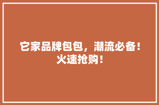 它家品牌包包，潮流必备！火速抢购！