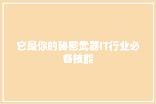 它是你的秘密武器IT行业必备技能 360搜优化