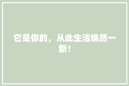 它是你的，从此生活焕然一新！