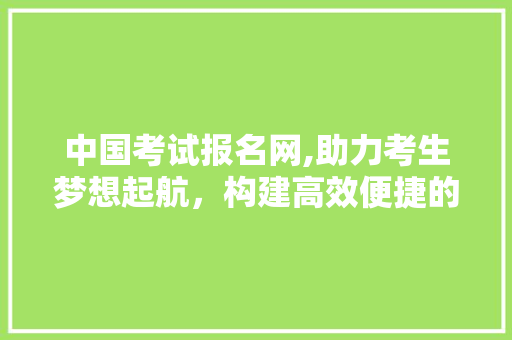 中国考试报名网,助力考生梦想起航，构建高效便捷的报考平台