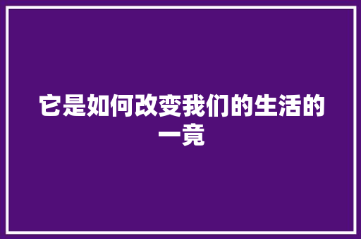 它是如何改变我们的生活的一竟