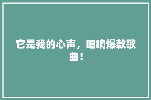 它是我的心声，唱响爆款歌曲！