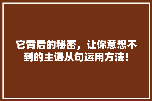 它背后的秘密，让你意想不到的主语从句运用方法！ 网站开发