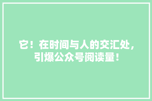 它！在时间与人的交汇处，引爆公众号阅读量！ 网站优化