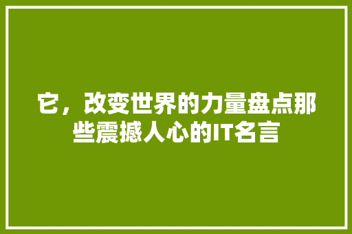 它，改变世界的力量盘点那些震撼人心的IT名言 头条优化