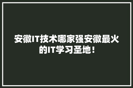 安徽IT技术哪家强安徽最火的IT学习圣地！